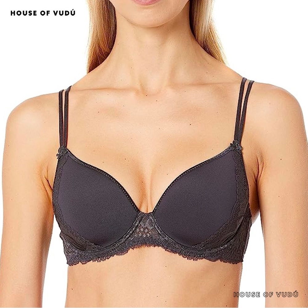 Simone Perele Charcoal Smooth T-shirt Bra w/ Leavers Lace - 36B - $104 - NWOT